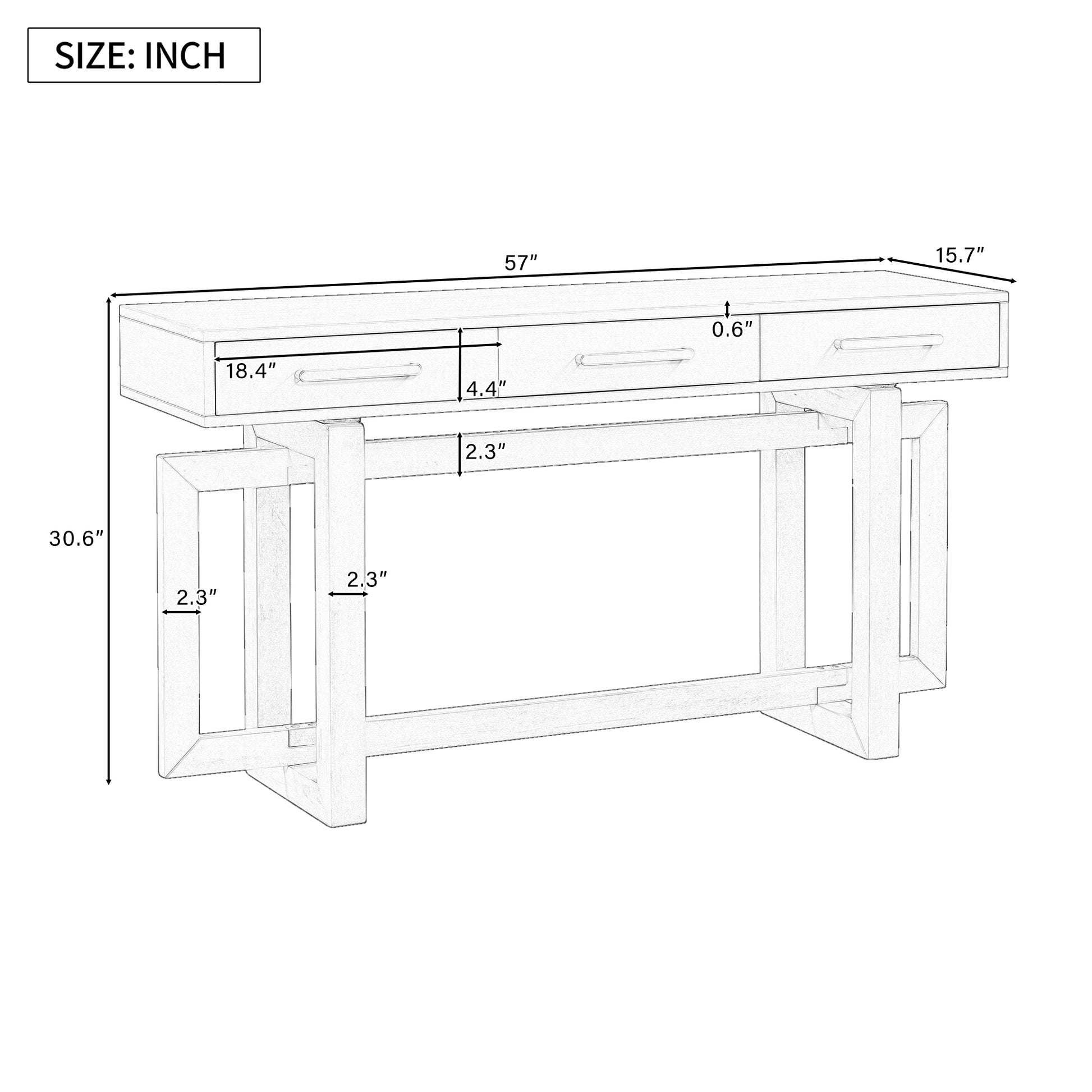 Elegant Console Table With Three Drawers, Extra Long Entryway Table For Entryway, Hallway, Living Room, Foyer, Corridor Black Primary Living Space Artsy Drawers Mdf