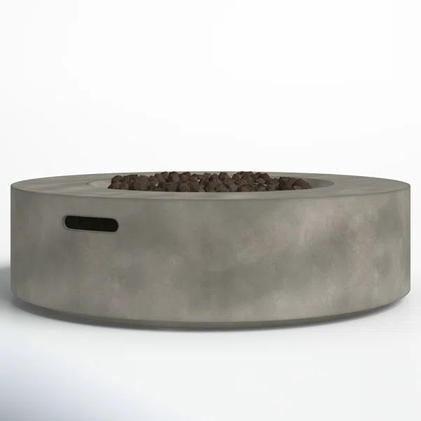 12" H Fiber Reinforced Concrete Outdoor Fire Pit Table Grey Garden & Outdoor Modern Stone Concrete