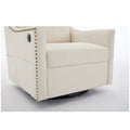 Cream White Fabric Swivel Rotating Accent Chair With Usb And Magazine Book For Living Room And Hotel Bed Room Cream White White Primary Living Space American Design,Classic,Modern Pine Foam Wood Fabric