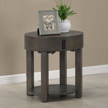 Jonah 20" Light Brown Mdf End Table With Usb Ports Light Brown Mdf