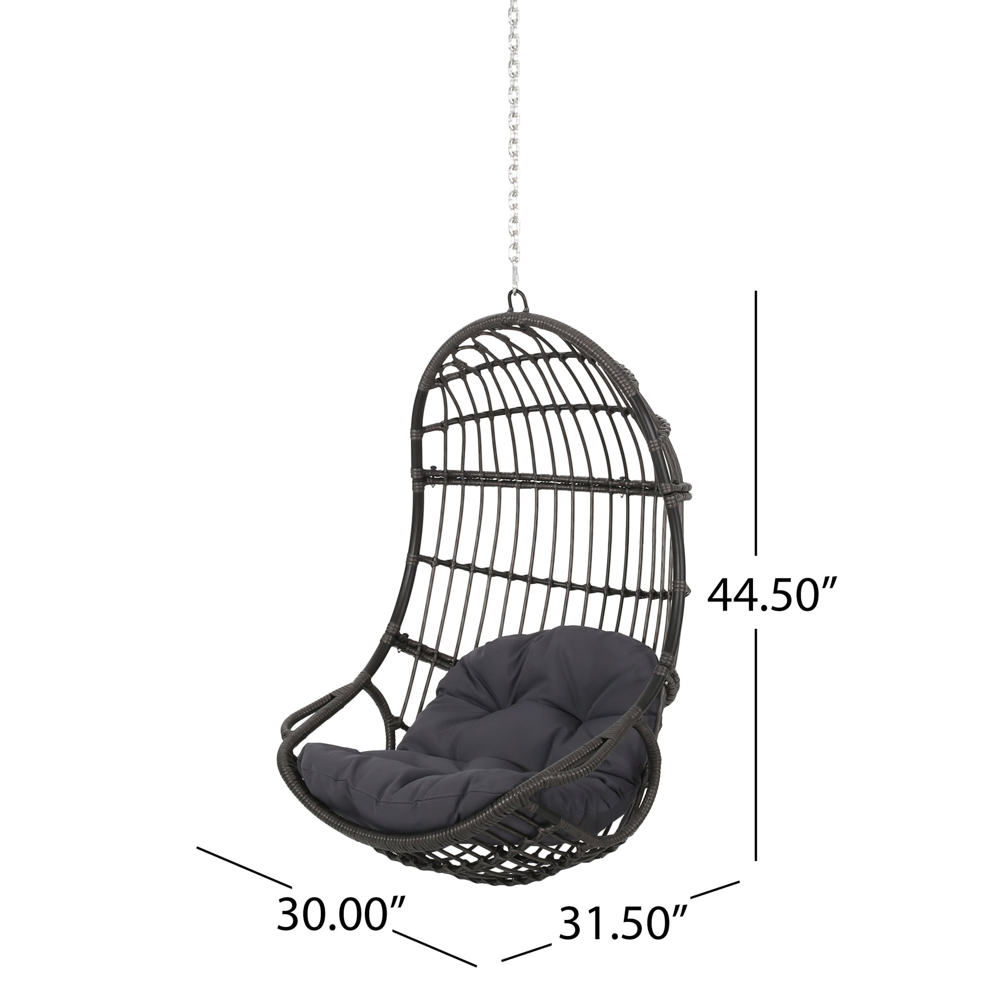 Berkshire Hanging Chair With 8Ft Chain Gray Fabric