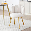 Modern Velvet Dining Chairs Set Of 2, Upholstered Woven Dining Chair With Golden Metal Legs, Upholstered Dining Chairs For Dining Room, Kitchen, Vanity, Living Room Beige Primary Living Space Foam Velvet