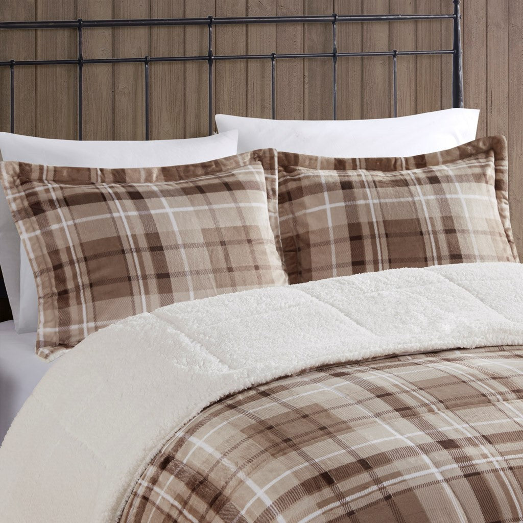 Plush To Sherpa Down Alternative Comforter Set Queen Multicolor Polyester