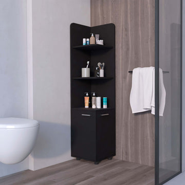 Black 2 Door Cabinet With 3 Corner Shelves Black 3 Bathroom Freestanding Melamine