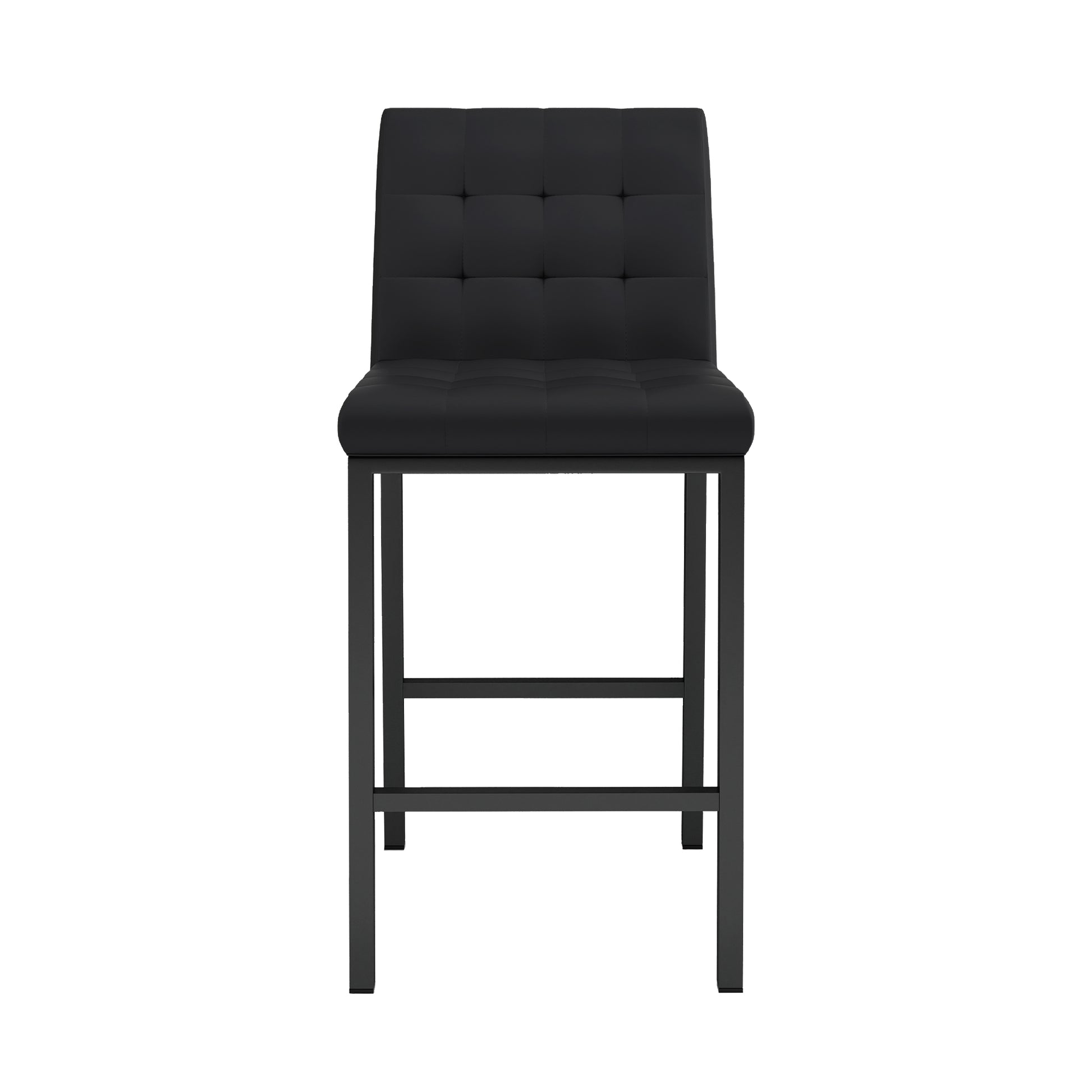 Modern Design High Stool Metal Legs Kitchen Restaurant Black Pu Bar Chair, Black Spray Painted Chair Legs, Suitable For Bar Cafe Restaurant Set Of 2 Metal Black Pu Pu