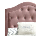 Pink Twin Tufted Headboard Upholstered Bed Twin Box Spring Not Required Pink Wood Wood Fabric