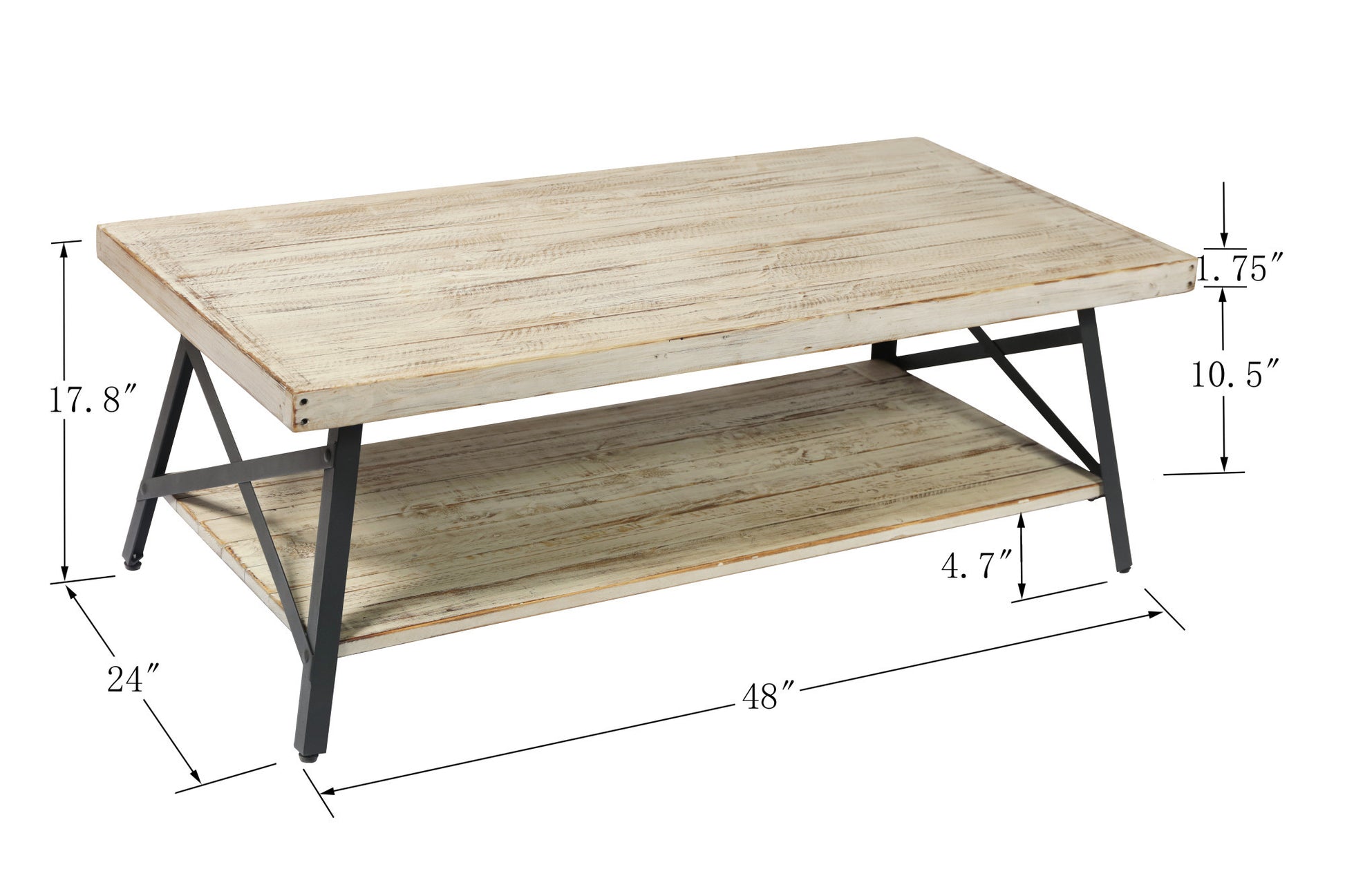 Douglas White Coffee Table White Solid Wood