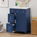 24 Inch Bathroom Vanity Cabinet With Ceramic Sink, 2 Drawers, 1 Door Blue Bathroom Solid Wood Mdf