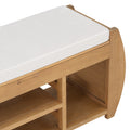 Retro Multifunctional Storage Bench With Cushion And Curved Side Panel For Entrance And Living Room Natural Natural Mdf