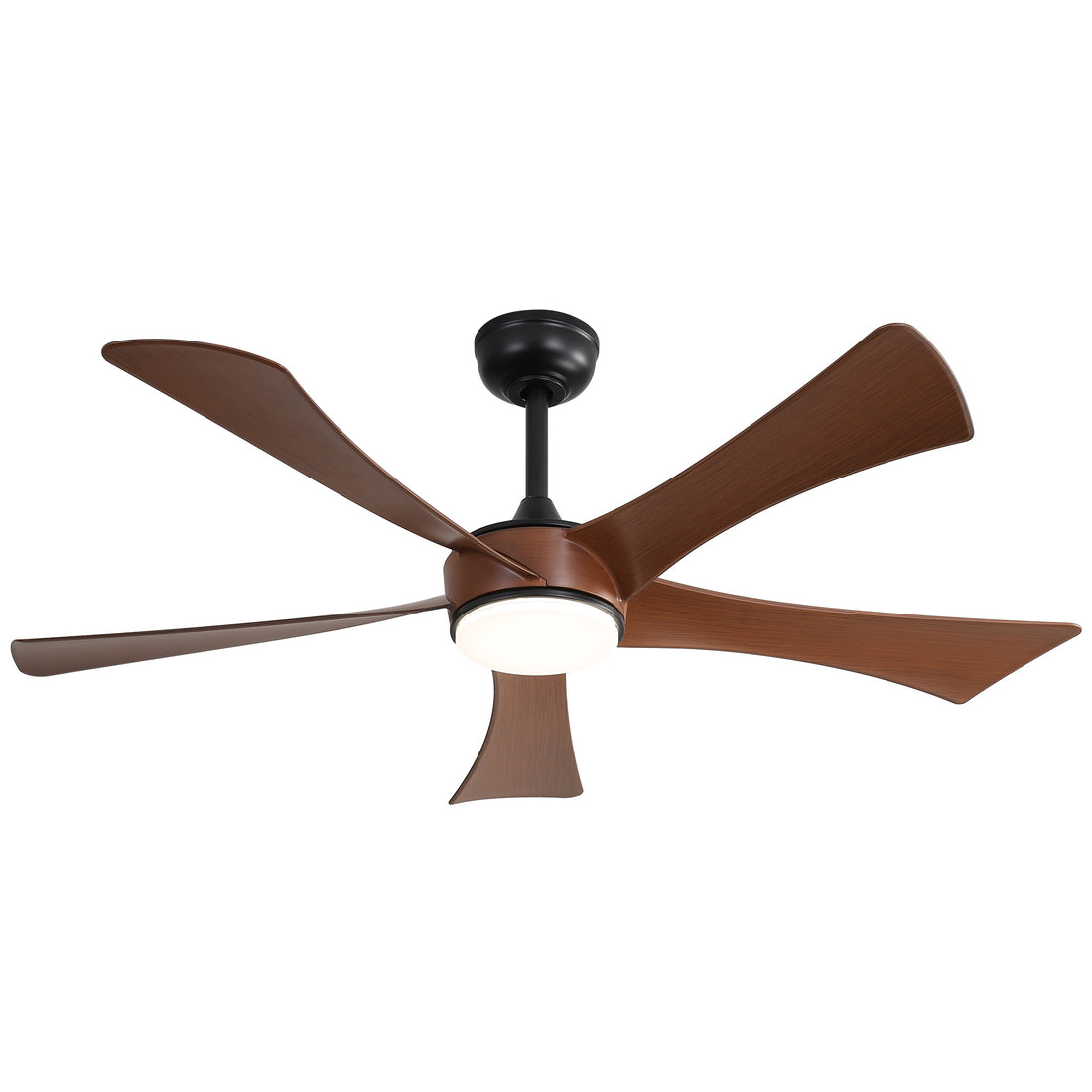 52 Inch Ceiling Fan With 22W Led Light And Remote Control 5 Abs Blades For Bedroom Black Abs