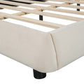 Queen Size Velvet Upholstered Platform Bed,Solid Frame And Stylish Curve Shaped Design, Beige Queen Beige Velvet