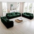 Modern Living Room Sofa 3 Pieces Set, Two 2 Seater Sofas And One 3 Seater Sofas, Upholstery Large Deep Seat Sofa With Sofat Cushion And Pillowss,Green Corduroy Green Corduroy 7 Seat