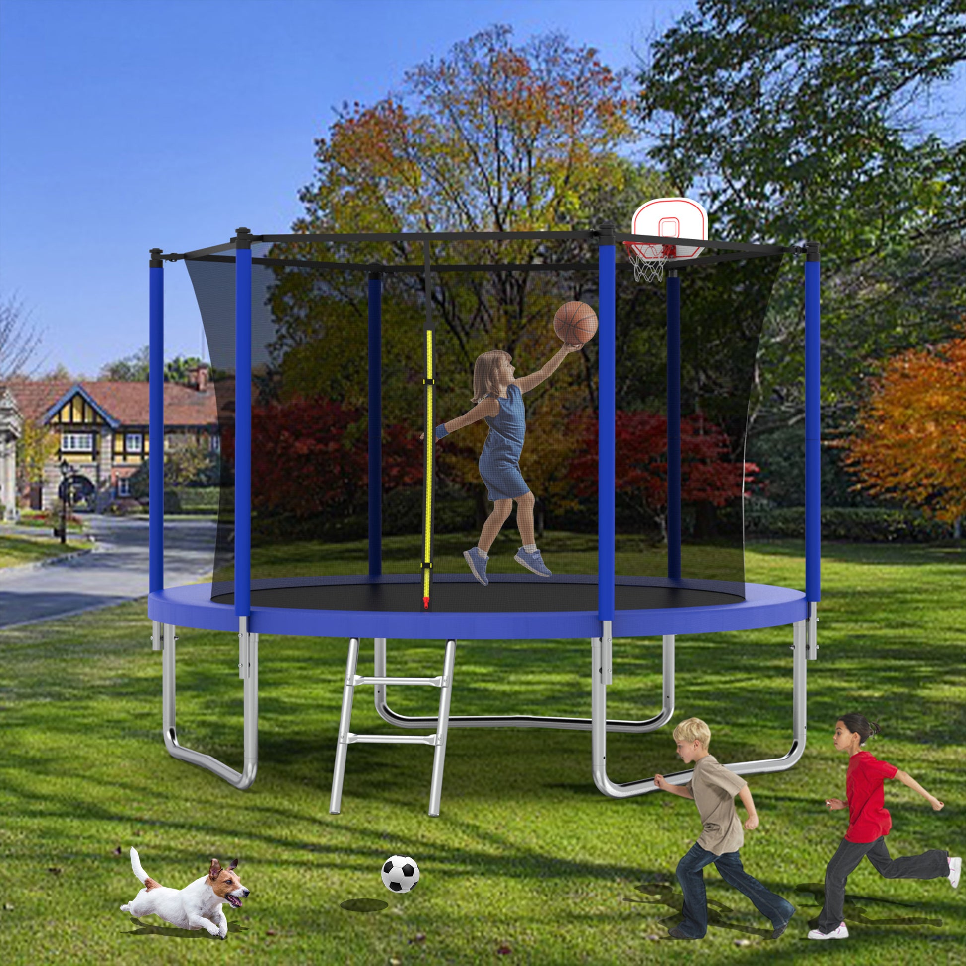 8Ft Trampoline Blue Blue Metal