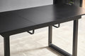 Black Color,Square Extendable Dining Table With Metal Leg,Modern Space Saving Kitchen Table For Living Room 70.86