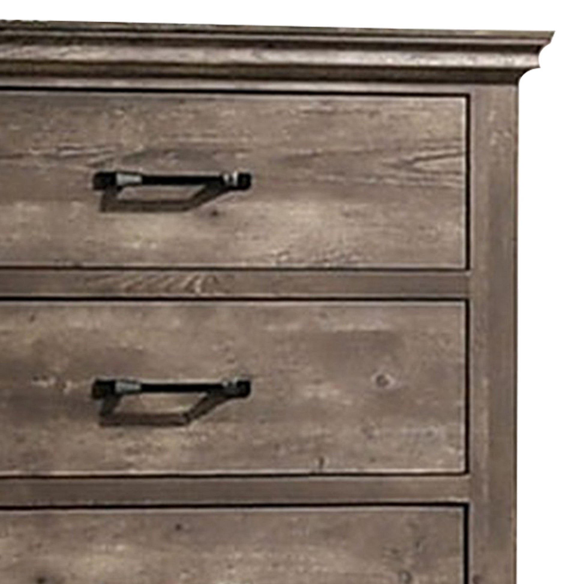 Fiza 52 Inch Tall Dresser Chest, 5 Gliding Drawers, Rustic Gray Solid Fiza 52 Inch Tall Dresser Chest, 5 Gliding Drawers, Rustic Gray Solid