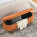 Ottoman Oval Storage Bench,Rubber Wood Leg,Orange 46.