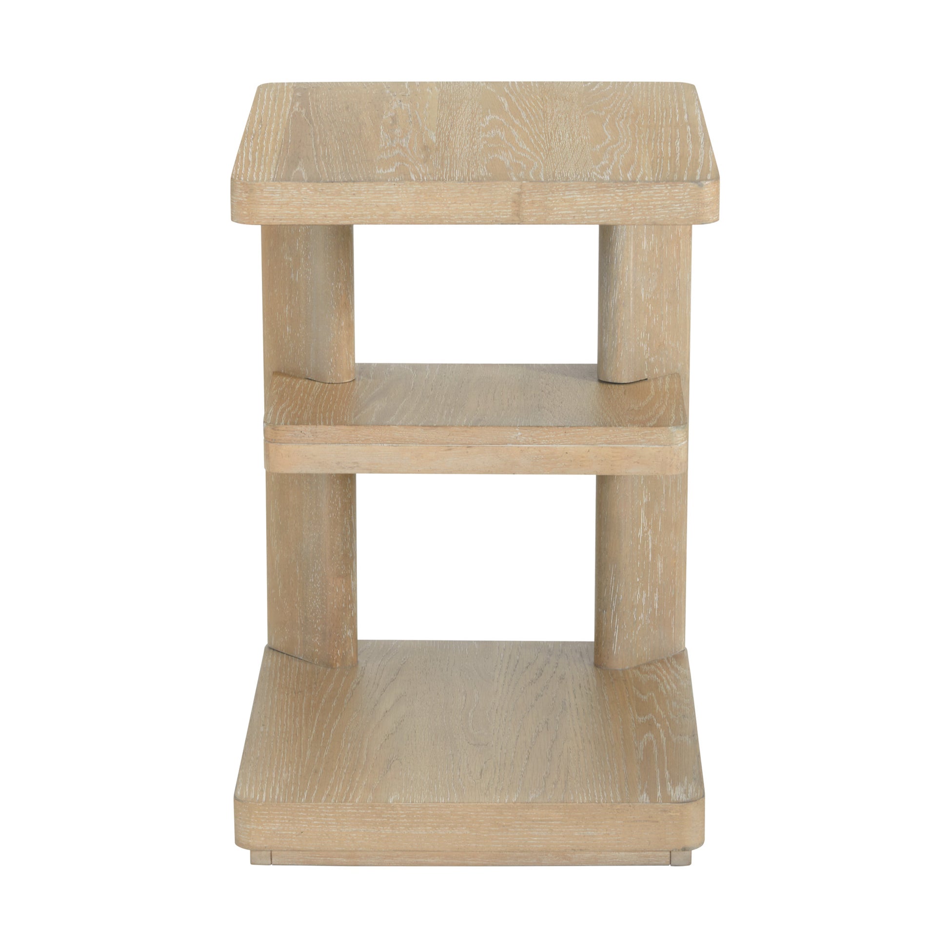 C Tan Chairside Table Tan Solid Wood