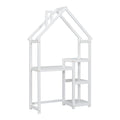 House Shaped Wooden Writing Desk,Kids Study Table,Bookshelf & Toy Storage,White Twin White American Design Pine
