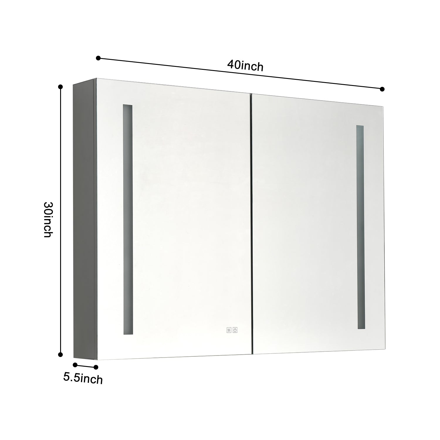 40In. W X 30 In. H Led Large Rectangular Aluminum Alloy Surface Mount Medicine Cabinet With Mirror Metallic Grey Aluminium