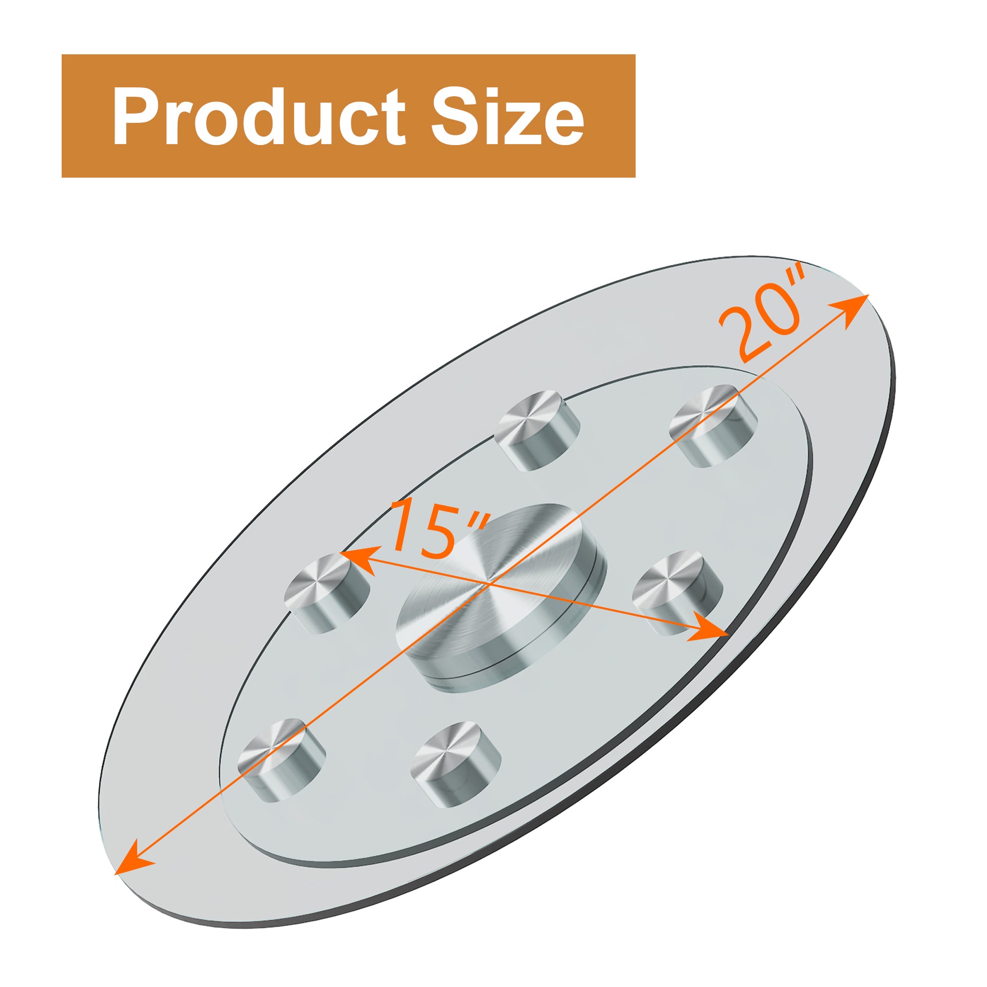 Double Layer Rotatable Round Glass.The Rotatable Design Makes It More Convenient To Retrieve And Place Items.The Upper Glass Has A Diameter Of 20 Inches, While The Lower Glass15 Inches. Transparent Glass
