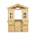 Wooden Playhouse For Kids Outdoor With Working Door, Windows, Mailbox, Flowers Pot Holder, 39