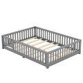 Full Size Bed Floor Bed With Safety Guardrails And Door For Kids, Gray Old Sku: W158090691 Full Gray Pine