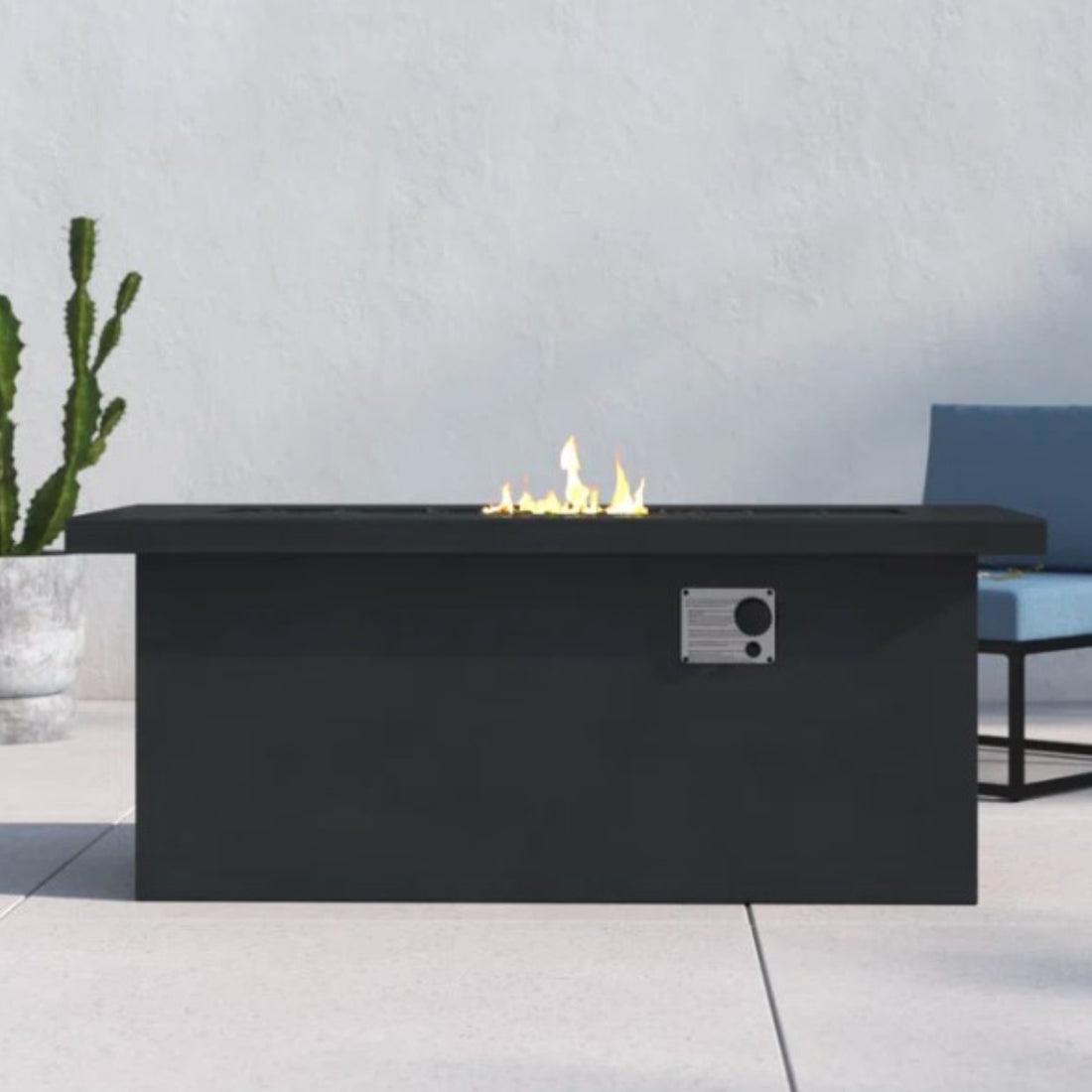 24'' H Concrete Propane Natural Gas Outdoor Fire Pit Table Charcoal Garden & Outdoor Modern Stone Concrete