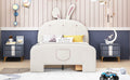 Full Size Velvet Platform Bed With Rabbit Shaped Headboard, With Drawers, With Bed End Storage Pocket, Beige Full Beige Plywood