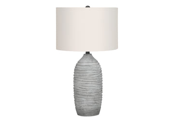 Lighting, 27"H, Table Lamp, Grey Resin, Ivory Cream Shade, Modern Grey Polyresin