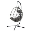 Egg Chair With Stand Indoor Outdoor Swing Chair Patio Wicker Hanging Egg Chair Hanging Basket Chair With Stand For Bedroom Living Room Balcony Gray Steel