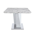 1 Table And 8 Chairs Set.Modern Grey Mdf Faux Marble Dining Table With Double V Shaped Supports.Paired With 8 Modern Pu Artificial Leather Soft Cushion With Silver Metal Legs.F Vv,C 1162 Gray Silver Seats 8 Mdf Metal