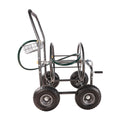 Garden Hose Reel Cart 4 Wheels Portable Garden Hose Reel Cart With Storage Basket Rust Resistant Heavy Duty Water Hose Holder Green Dark Green Abs Rubber Steel Q235