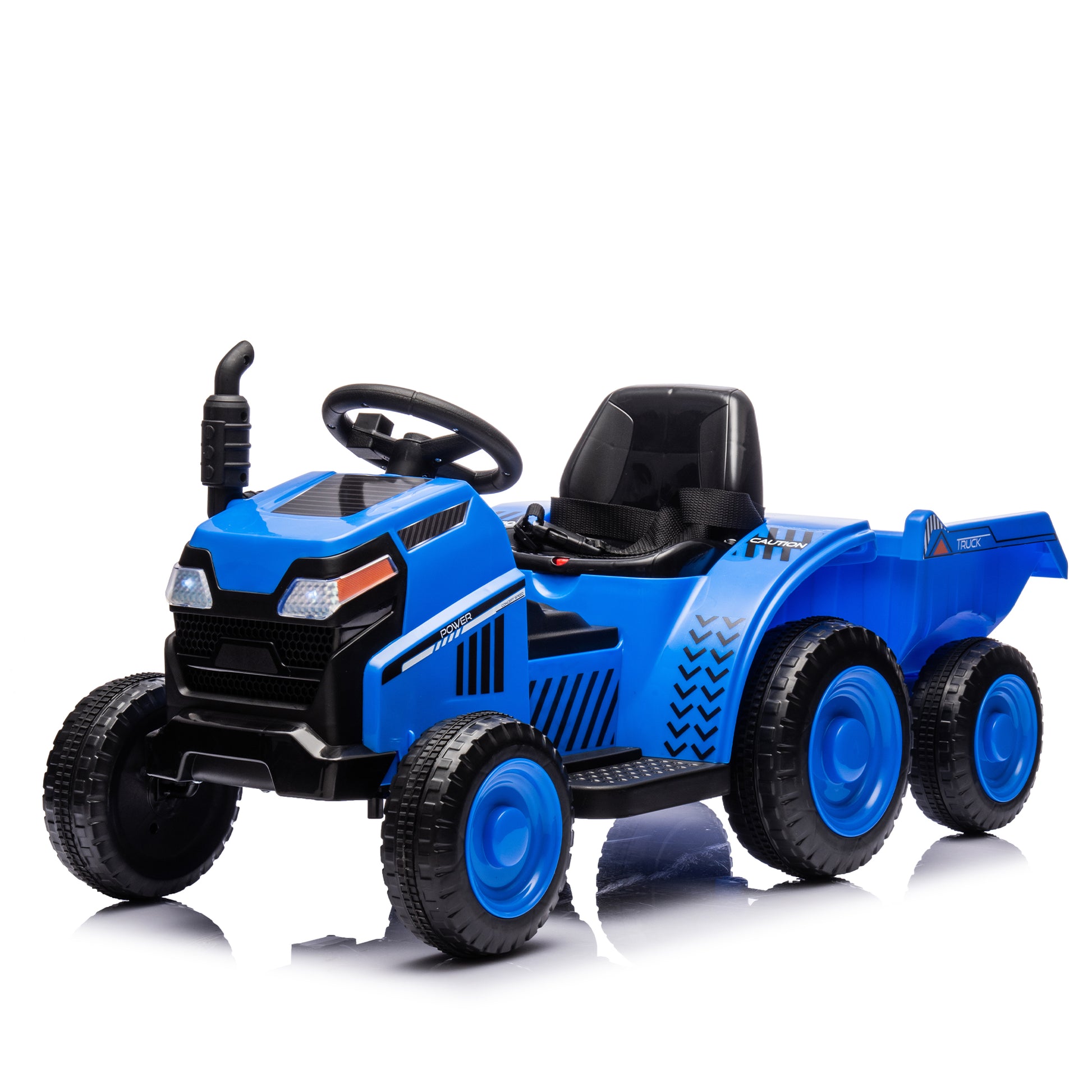 12V Kids Ride On Electric Tractor Black Knight,Kids Ride On Toy.2Wd,Non Skid Tires, Steering Wheel, Foot Pedal,With Removable Storage Tug,Light,Bluetooth,Music,Mp3,Usb,Power Display For Kids Aged 2 3. Blue 50 99 Lbs Polypropylene