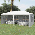 Outsunny 10' X 20' Large Party Tent, Events Shelter Canopy Gazebo With 4 Removable Side Walls, Shade Shelter For Weddings, White White Steel