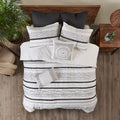 Cotton Printed Comforter Set With Trims Black White Full Queen Queen White Black Cotton