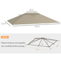 Outsunny 10' X 13' Gazebo Canopy Replacement, Outdoor Gazebo Cover Top Roof Replacement With Vents And Drain Holes, Top Cover Only , Khaki Brown Polyester