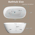 55 Inch Acrylic Freestanding Bathtub Contemporary Soaking White Tub With Overflow And Pop Up Drain Matte White Matte White Oval Bathroom Freestanding Tubs Matte Less Than 59 In Contemporary,Modern Soaking Center Fiberglass Acrylic