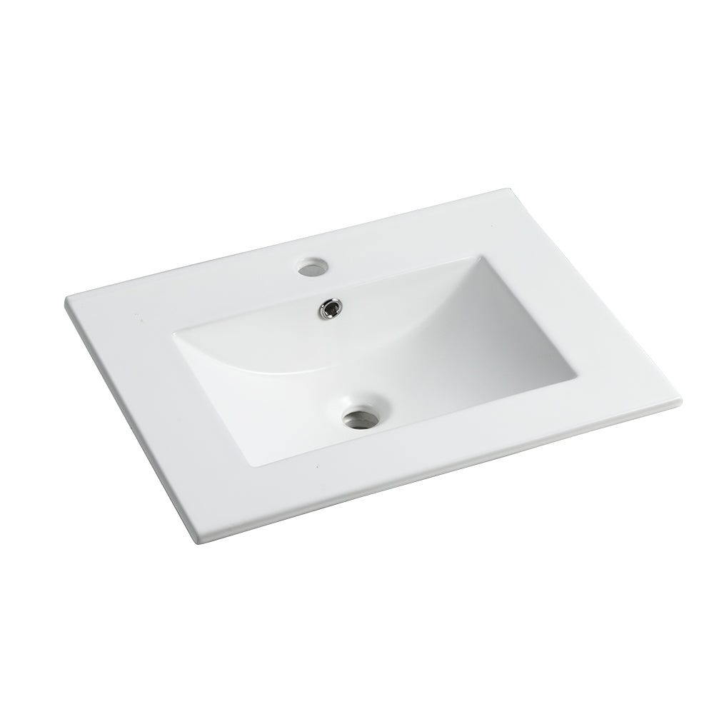 24 Inch Bathroom Ceramic Sink Basin, White White Ceramic