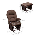 Homcom Nursery Glider Rocking Chair With Ottoman, Thick Padded Cushion Seating And Wood Base, Brown Brown Polyester