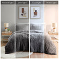 Ombre Shaggy Long Fur Comforter Mini Set King Grey Polyester