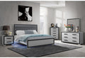 Adelaide Grey Black Full Bed W Led Black Solid Wood Mdf