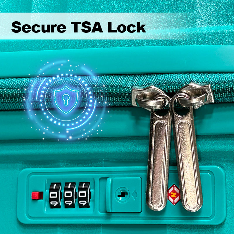 Hardside Luggage Sets 3 Pieces, Expandable Luggages Spinner Suitcase With Tsa Lock Lightweight Carry On Luggage 20Inch 24Inch 28Inch Teal Blue Polypropylene