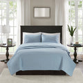 Reversible Quilt Set Blue King Cal King Blue Cotton