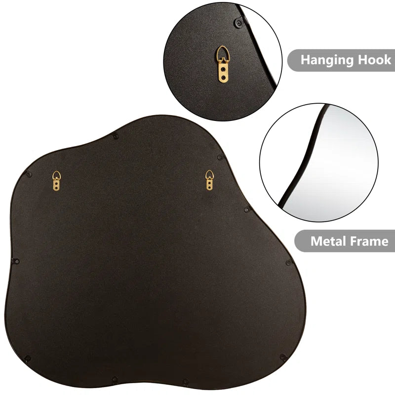 Irregular Cloud Shaped Metal Accent Wall Mirror Black And Silver Art Deco,Modern Metal