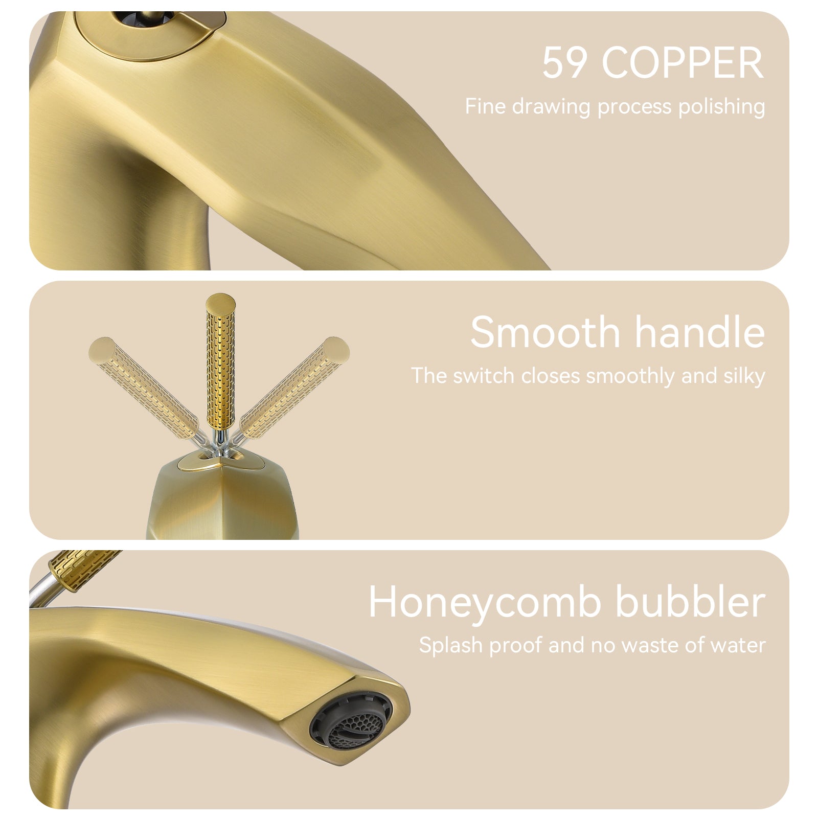 Brushed Gold Single Handle Lavatory Basin Sink Faucet One Brushed Gold Deck Mounted Single Hole Faucets Bathroom Gold Contemporary Brass Manual