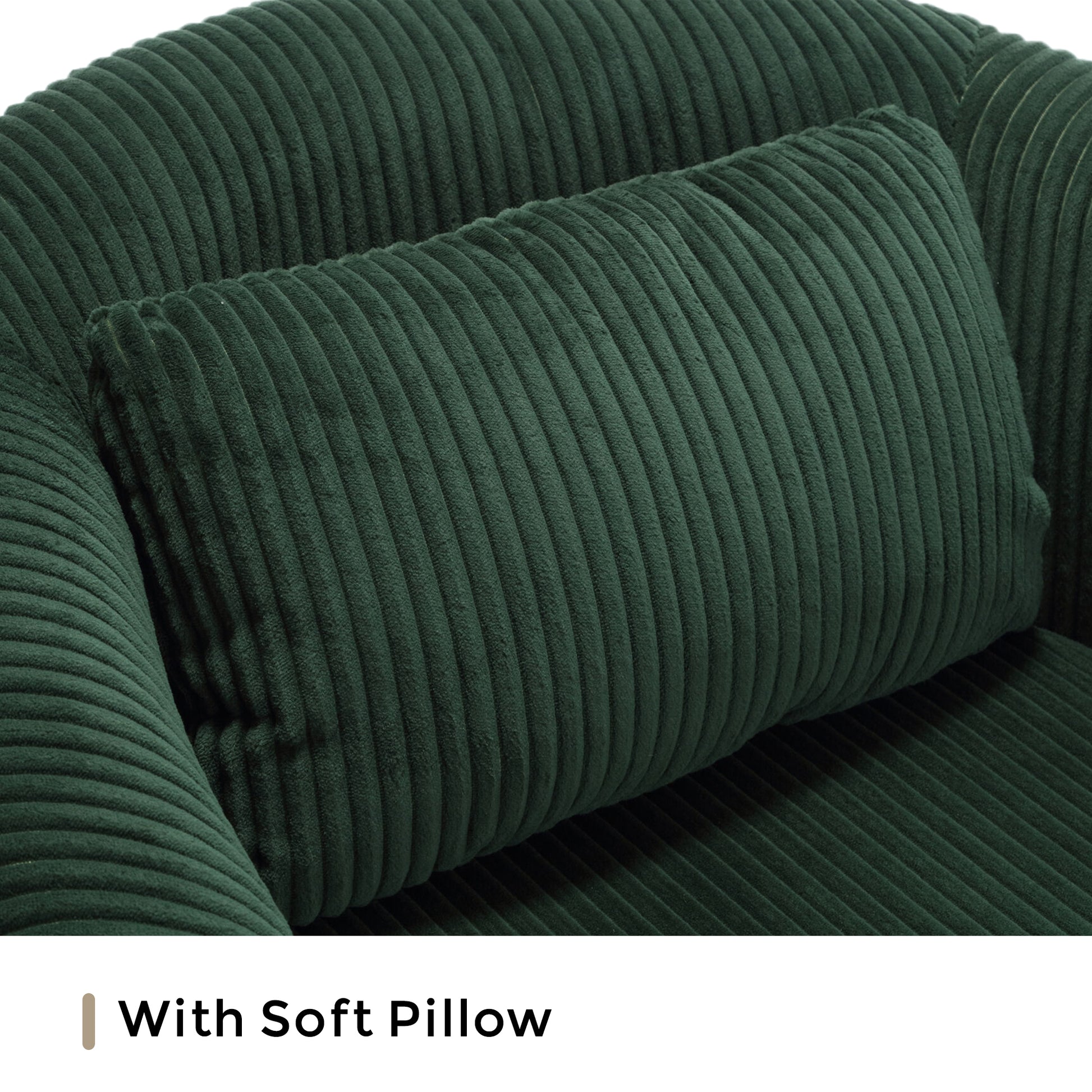 Coolmore Living Room Accent Barrel Chair, Century Modern Style Decorative Chair, Armchair For Living Room With Thick Cushions And Pillows, Comfy Single Sofa Chair, Chair With Wooden Legs Emerald Corduroy