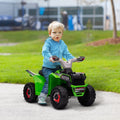 Aosom Kids Atv Quad Car, 6V Four Wheeler For Kids With Forward Backward Function, Wear Resistant Wheels For Toddlers Ages 18 36 Months, Green Green Plastic