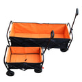 Big Large Capacity Folding Cart Extra Long Extender Wagon Cart Folding Wagon Garden Shopping Beach Cart Black Orange Black Steel