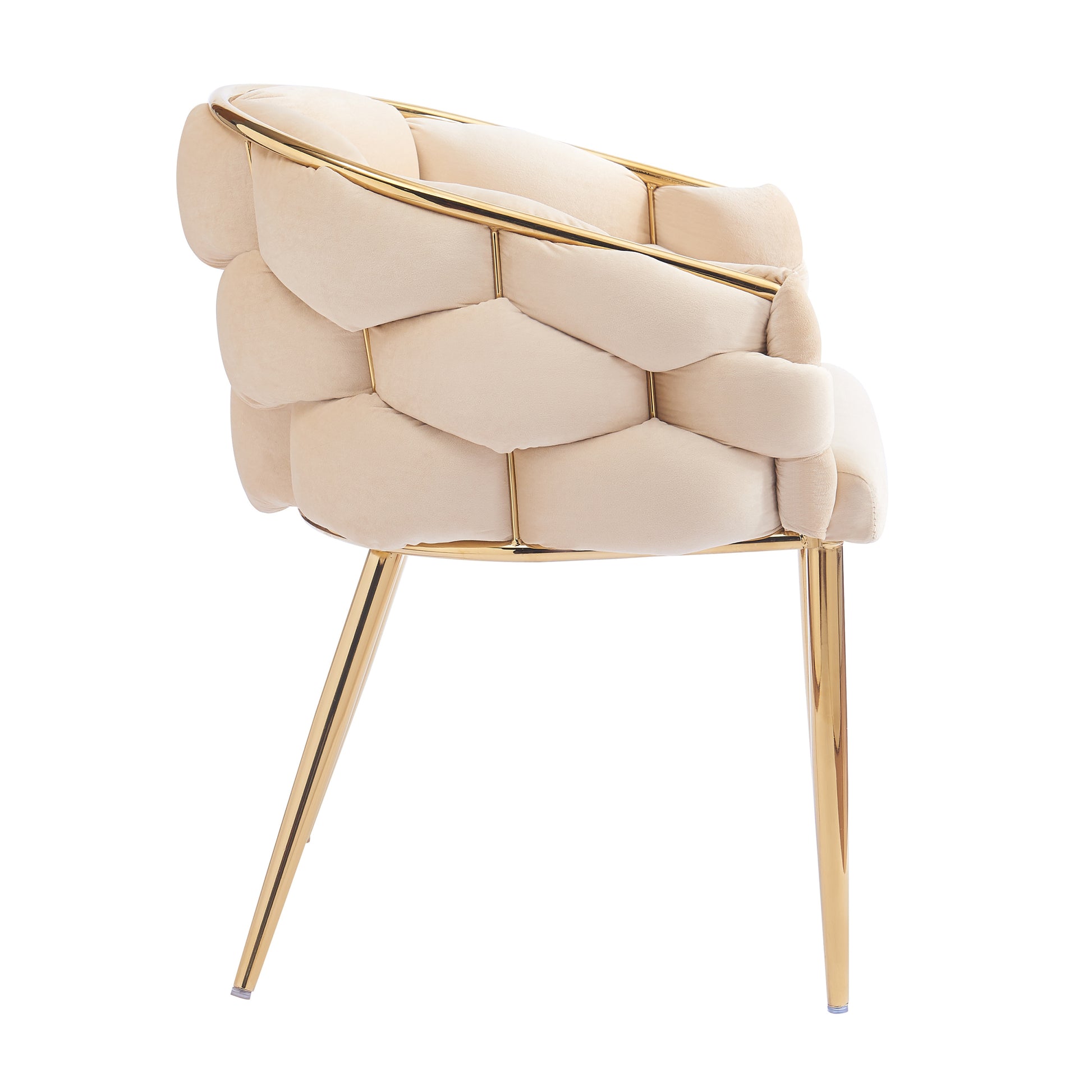 Luxury Handmade Accent Chair With Gold Legs, Modern Velvet Armchair For Living Room And Bedroom Beige Foam Velvet