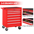 Rolling Tool Chest With 7 Drawer Tool Box With Wheels Multifunctional Tool Cart Mechanic Tool Storage Cabinet For Garage, Warehouse, Workshop, Repair Shop Red Steel